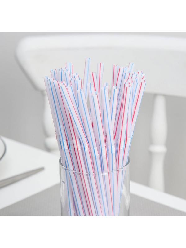 Набор трубочек одноразовых для коктейля Доляна, 0,5×21 см, 50 шт, с гофрой, в полоску