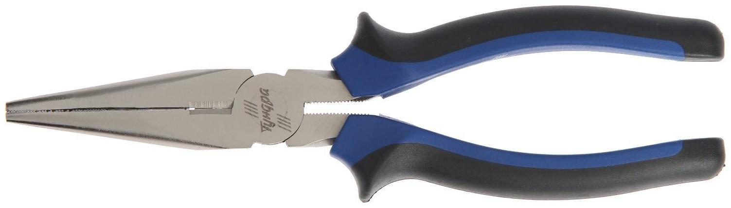 Длинногубцы ТУНДРА, CrV, никелированные, двухкомпонентные рукоятки, 200 мм