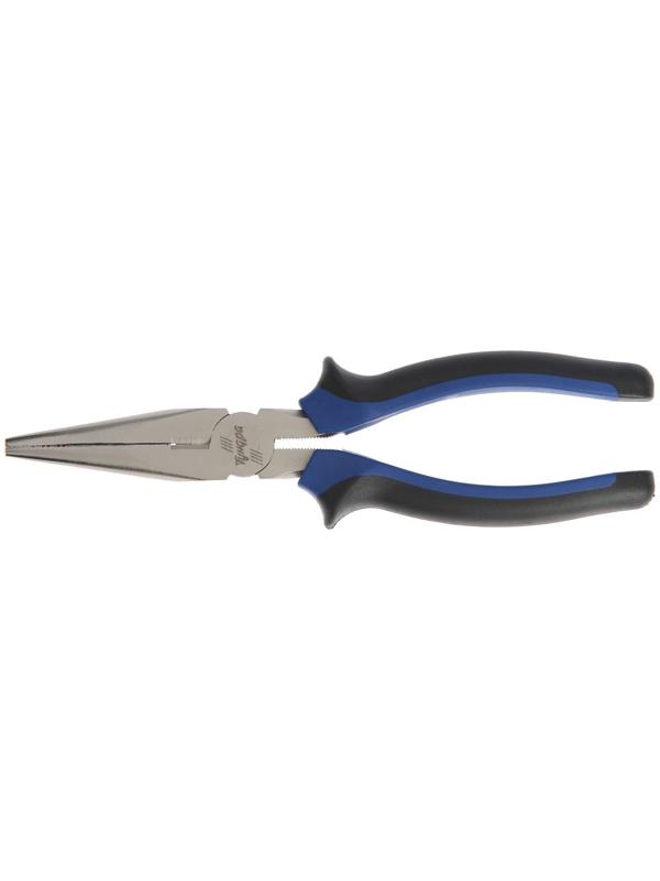 Длинногубцы ТУНДРА, CrV, никелированные, двухкомпонентные рукоятки, 200 мм