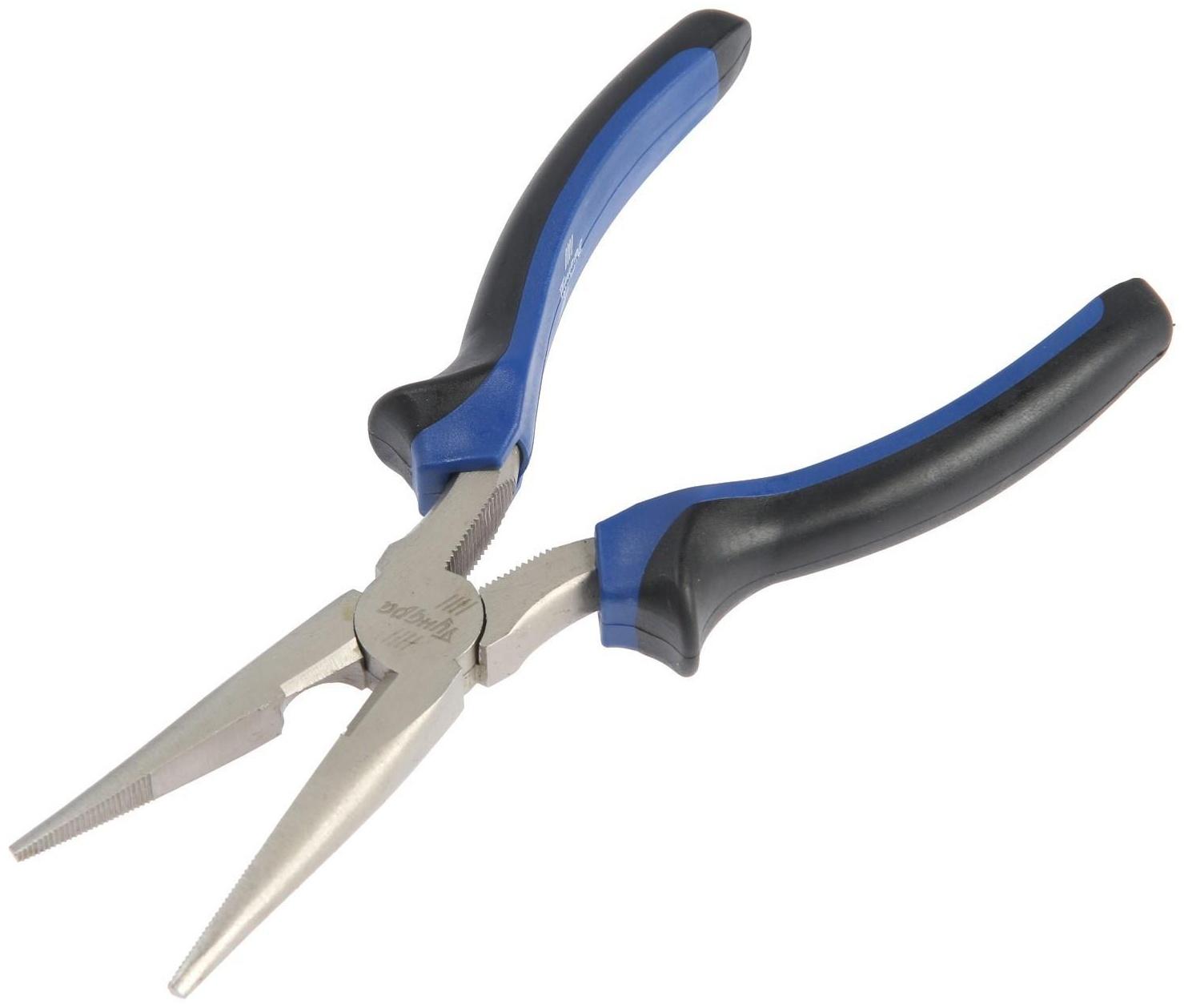 Длинногубцы ТУНДРА, CrV, никелированные, двухкомпонентные рукоятки, 180 мм