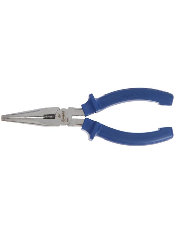 Длинногубцы ТУНДРА, CrV, шлифованные, пластиковые рукоятки, 160 мм