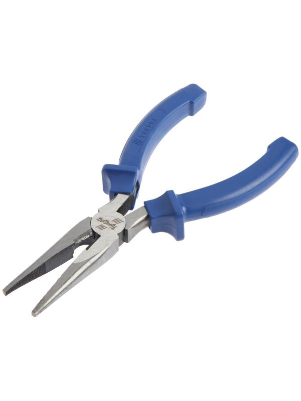 Длинногубцы ТУНДРА, CrV, шлифованные, пластиковые рукоятки, 160 мм