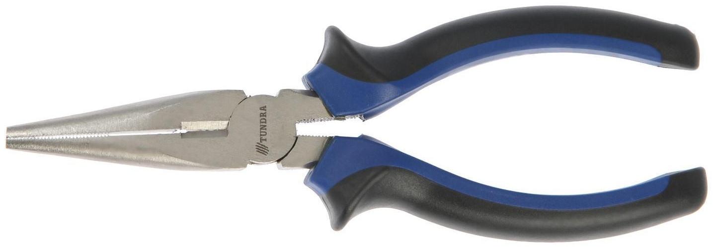 Длинногубцы ТУНДРА, CrV, никелированные, двухкомпонентные рукоятки, 160 мм