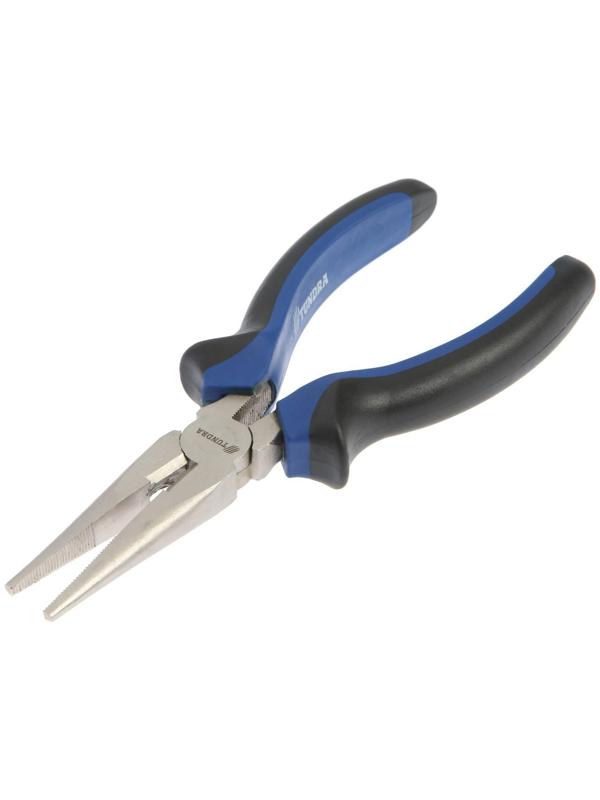 Длинногубцы ТУНДРА, CrV, никелированные, двухкомпонентные рукоятки, 160 мм