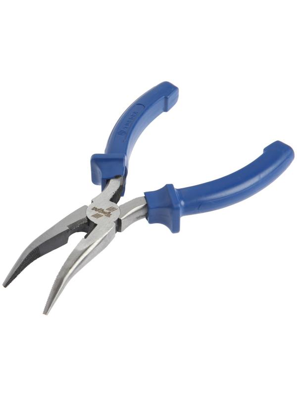 Длинногубцы изогнутые ТУНДРА, CrV, шлифованные, пластиковые рукоятки, 160 мм