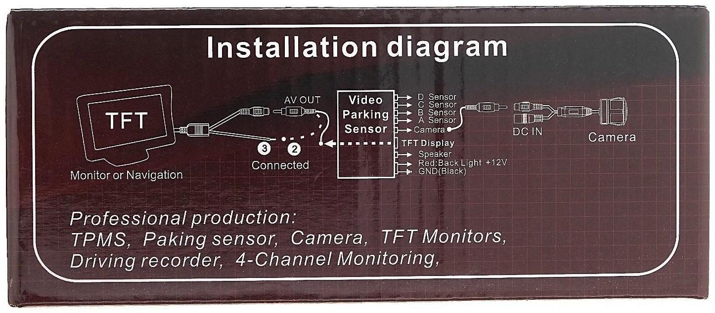 Камера заднего вида с подсветкой IР68, обзор 170°