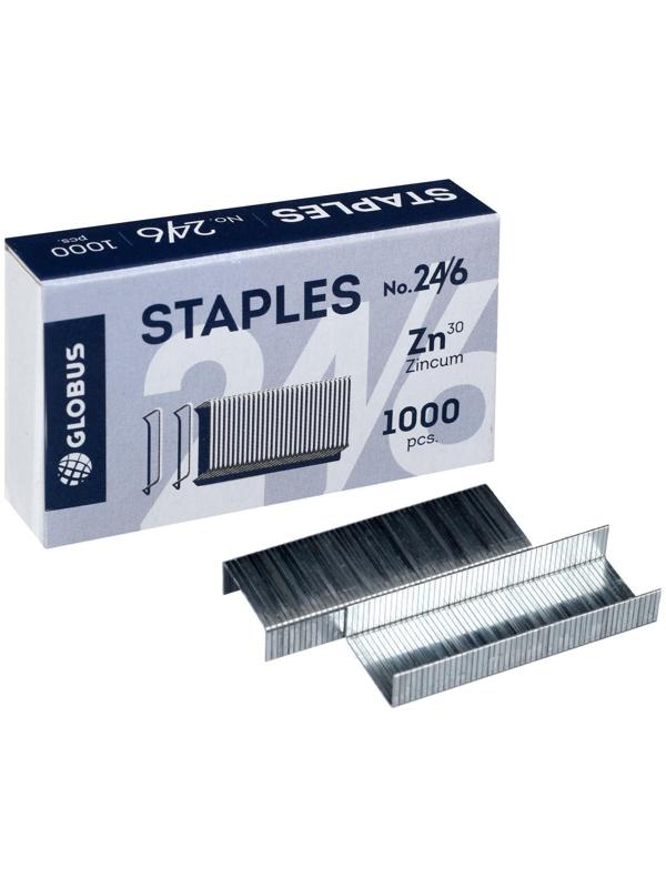 Скобы для степлера GLOBUS, 1000 шт., №24/6, высококачественная сталь