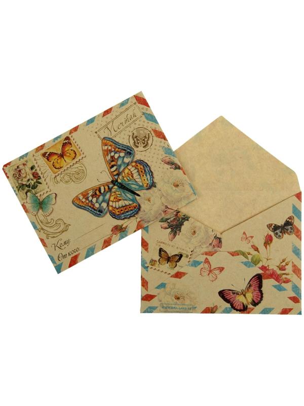 Конверт подарочный «Бабочки», 7,5 × 9,8 см