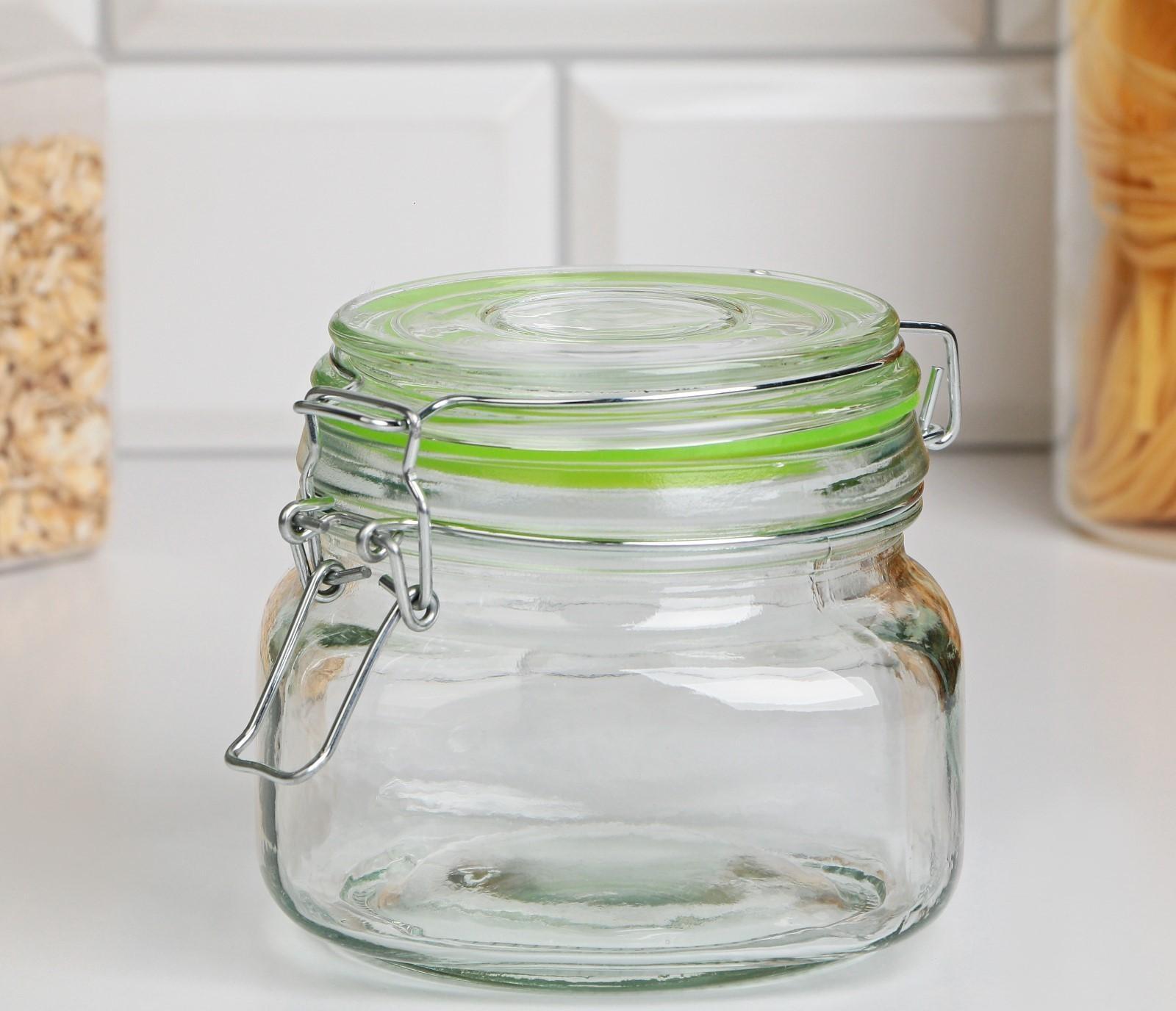 Банка стеклянная для сыпучих продуктов «Радуга», 500 мл, 11×10 см, цвет МИКС