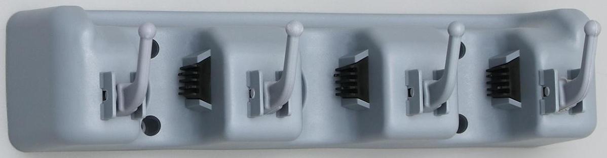 Держатель для уборочного инвентаря с крючками, 26×6×10 см, цвет серый