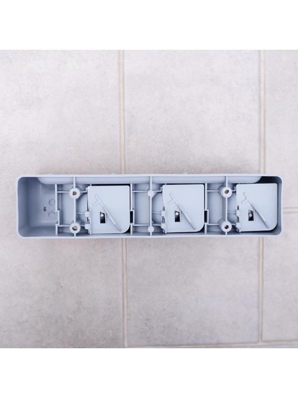 Держатель для уборочного инвентаря с крючками, 26×6×10 см, цвет серый