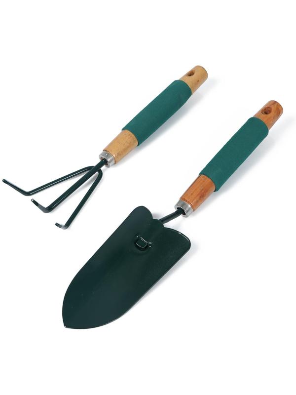 Набор садового инструмента, 2 предмета: совок, рыхлитель, длина 36 см, деревянные ручки с поролоном