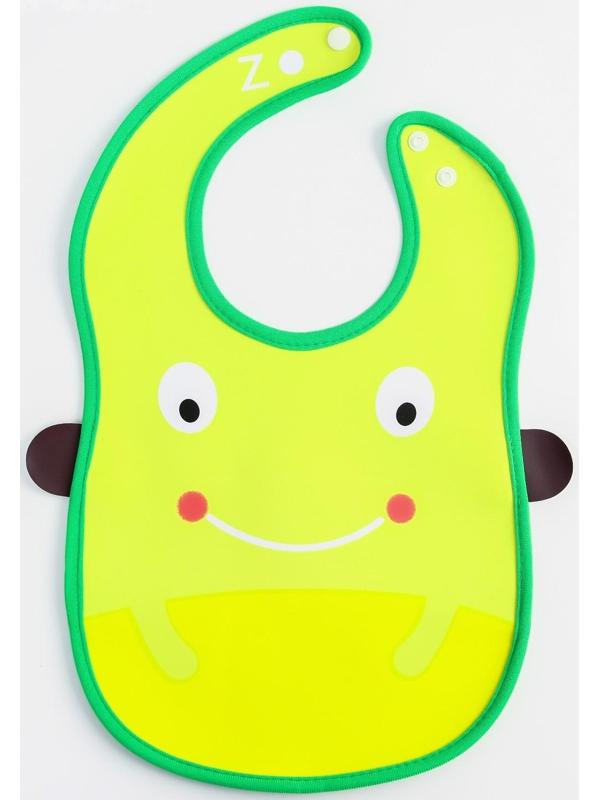 Нагрудник для кормления/слюнявчик непромокаемый с карманом «Лягушка» из клеёнки, на кнопках