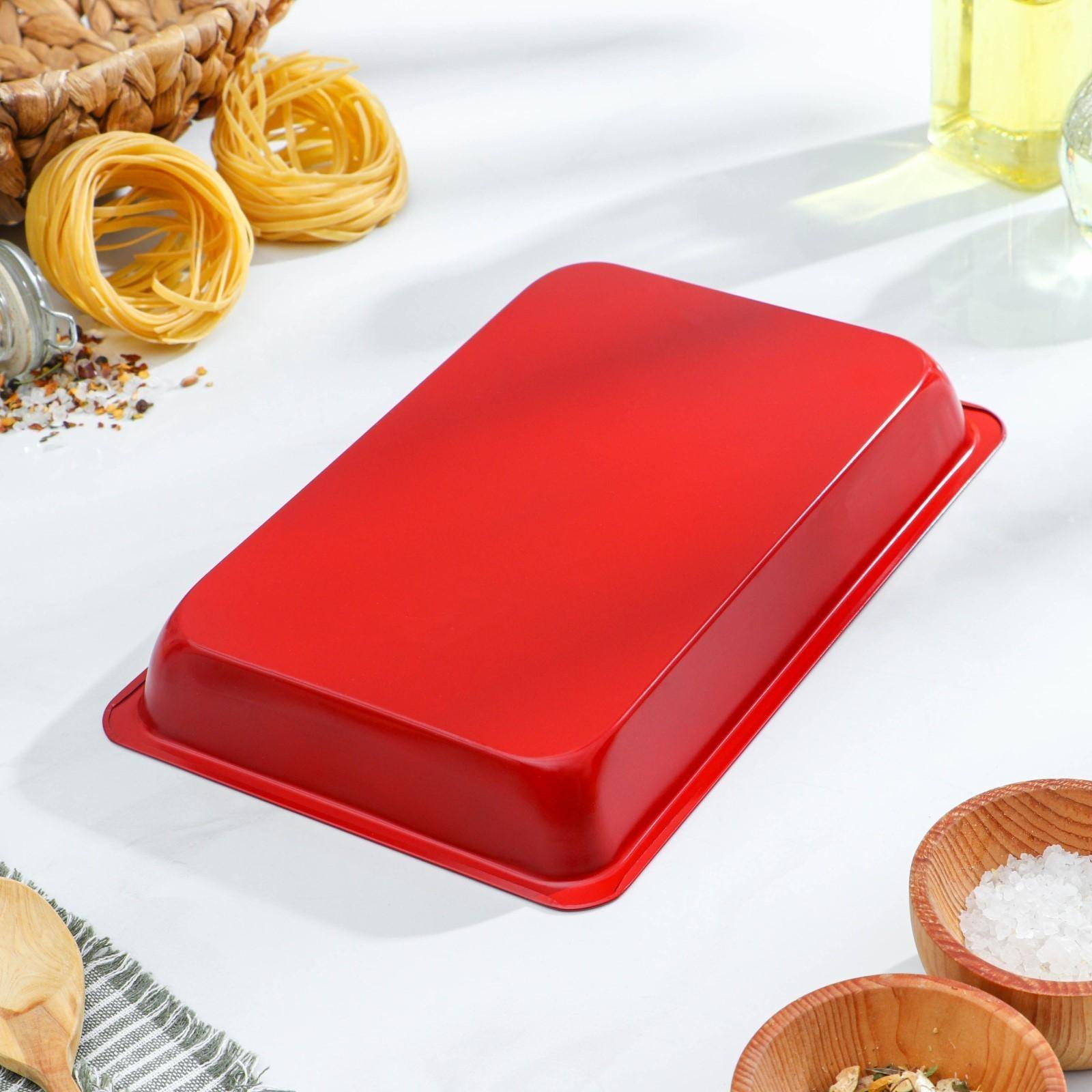 Противень Доляна «Ренард. Прямоугольник», 25×17×3 см, антипригарное покрытие, цвет красный