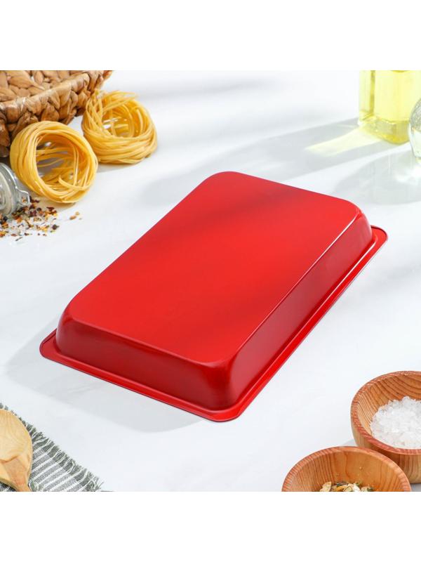 Противень Доляна «Ренард. Прямоугольник», 25×17×3 см, антипригарное покрытие, цвет красный