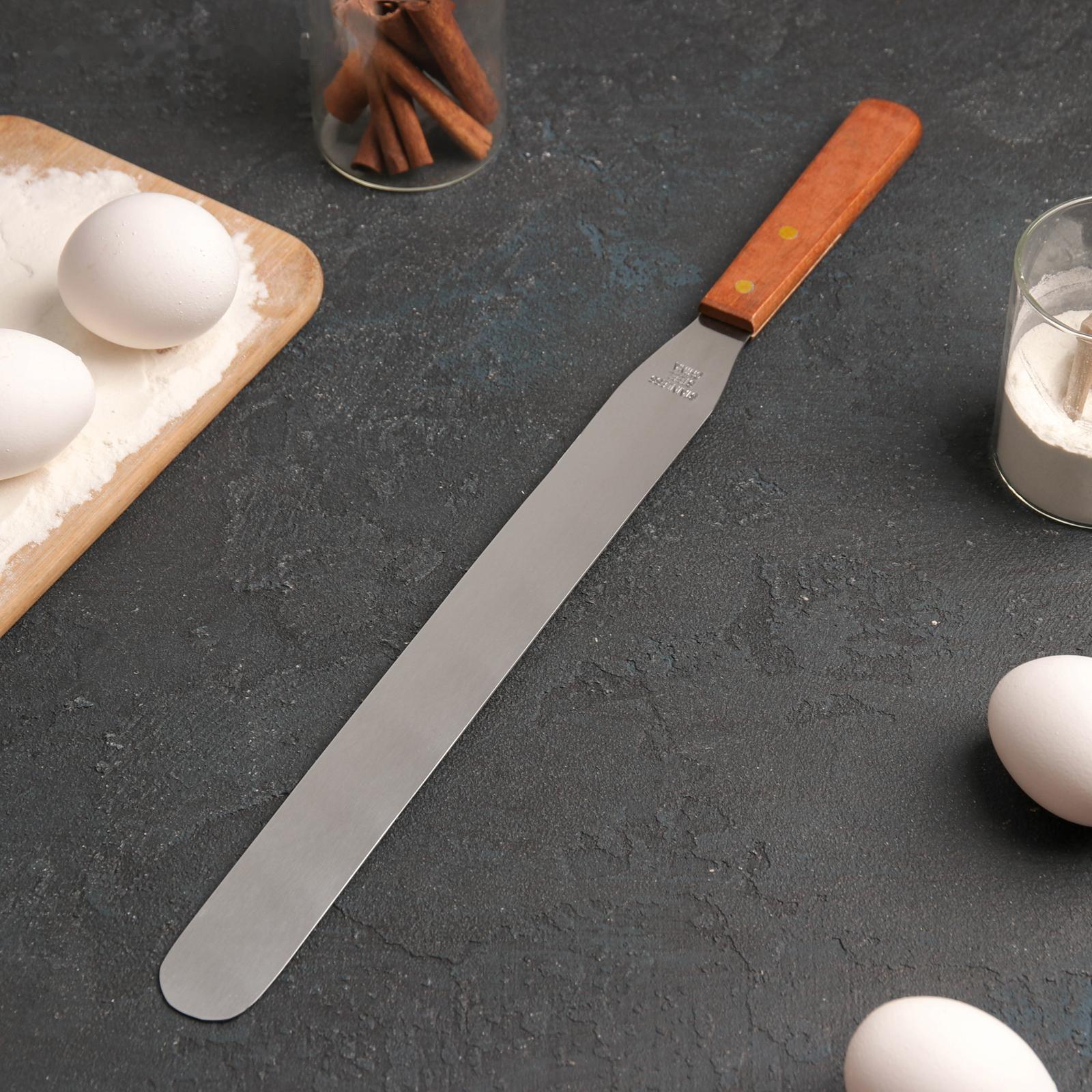 Лопатка-палетка с деревянной ручкой, прямая, 43 см