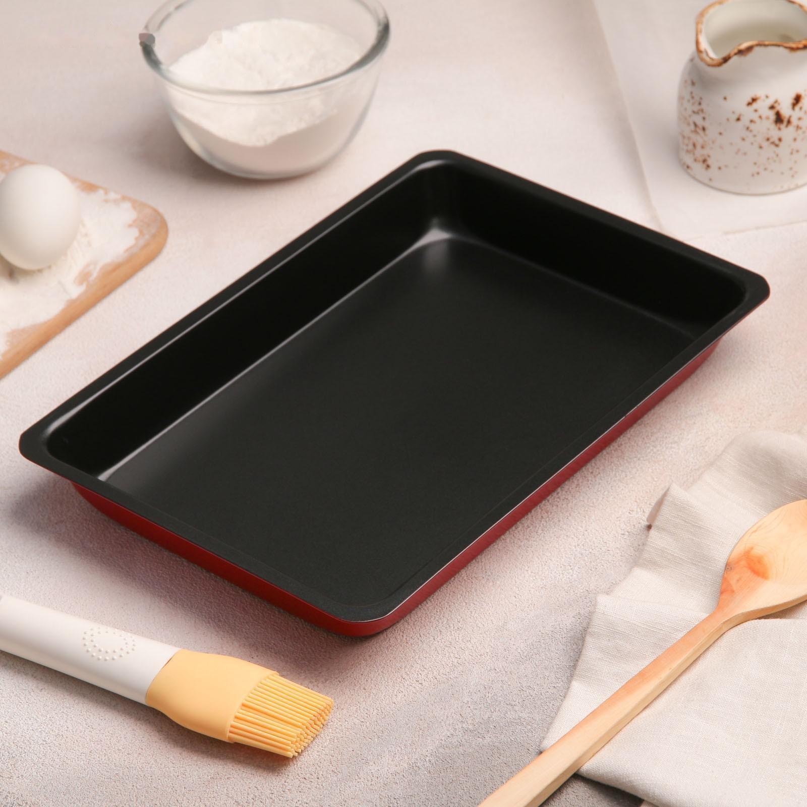 Противень Доляна «Ренард. Прямоугольник», 28×19×3 см, антипригарное покрытие, цвет красный