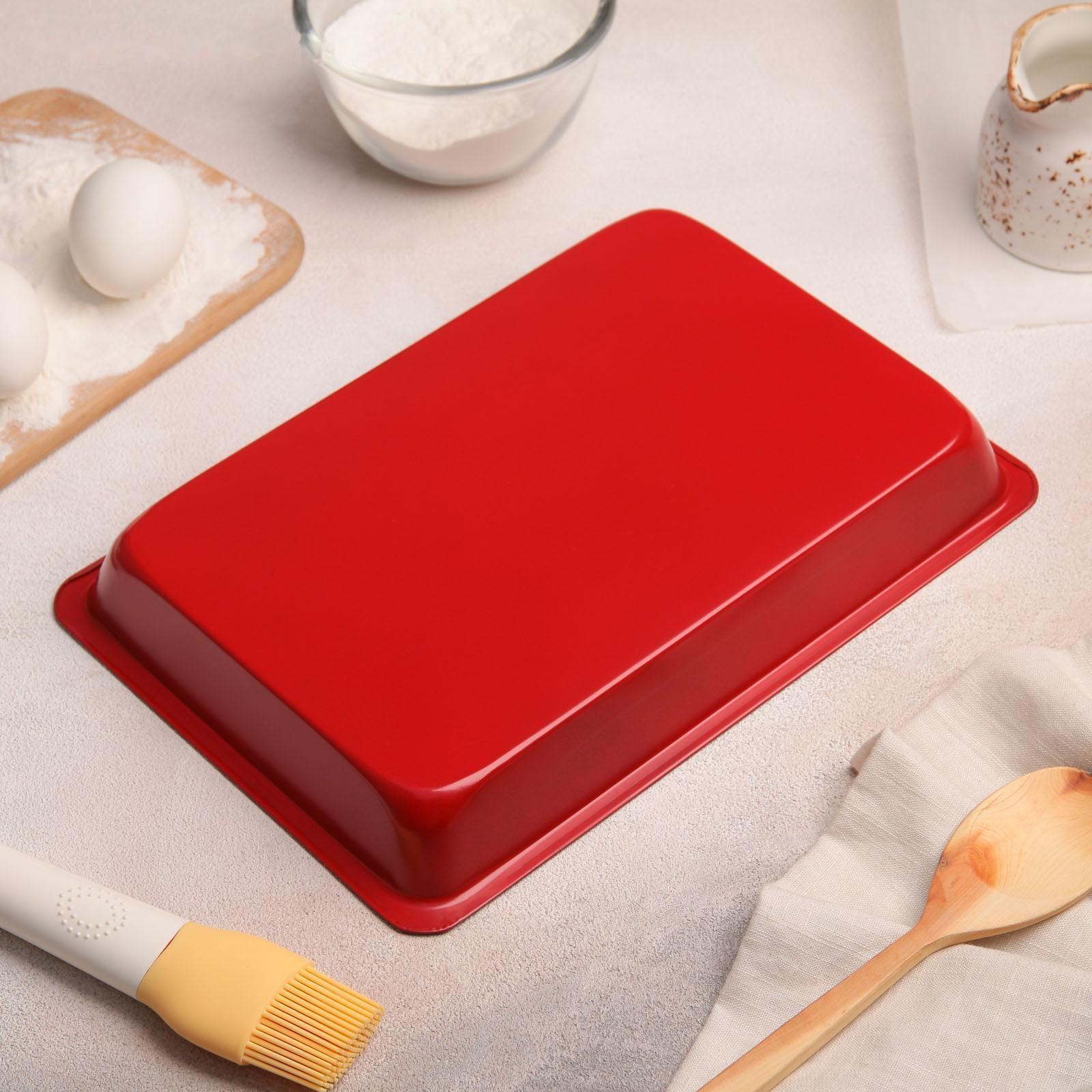 Противень Доляна «Ренард. Прямоугольник», 28×19×3 см, антипригарное покрытие, цвет красный