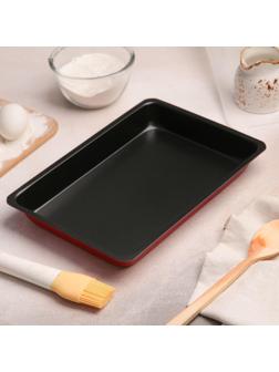 Противень Доляна «Ренард. Прямоугольник», 28×19×3 см, антипригарное покрытие, цвет красный