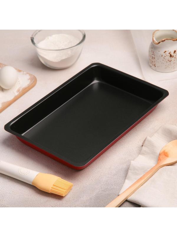 Противень Доляна «Ренард. Прямоугольник», 28×19×3 см, антипригарное покрытие, цвет красный