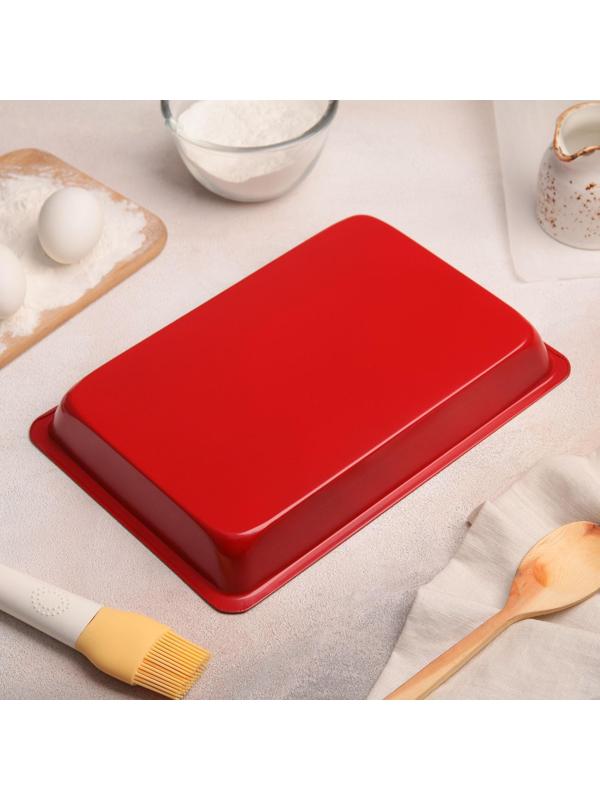 Противень Доляна «Ренард. Прямоугольник», 28×19×3 см, антипригарное покрытие, цвет красный