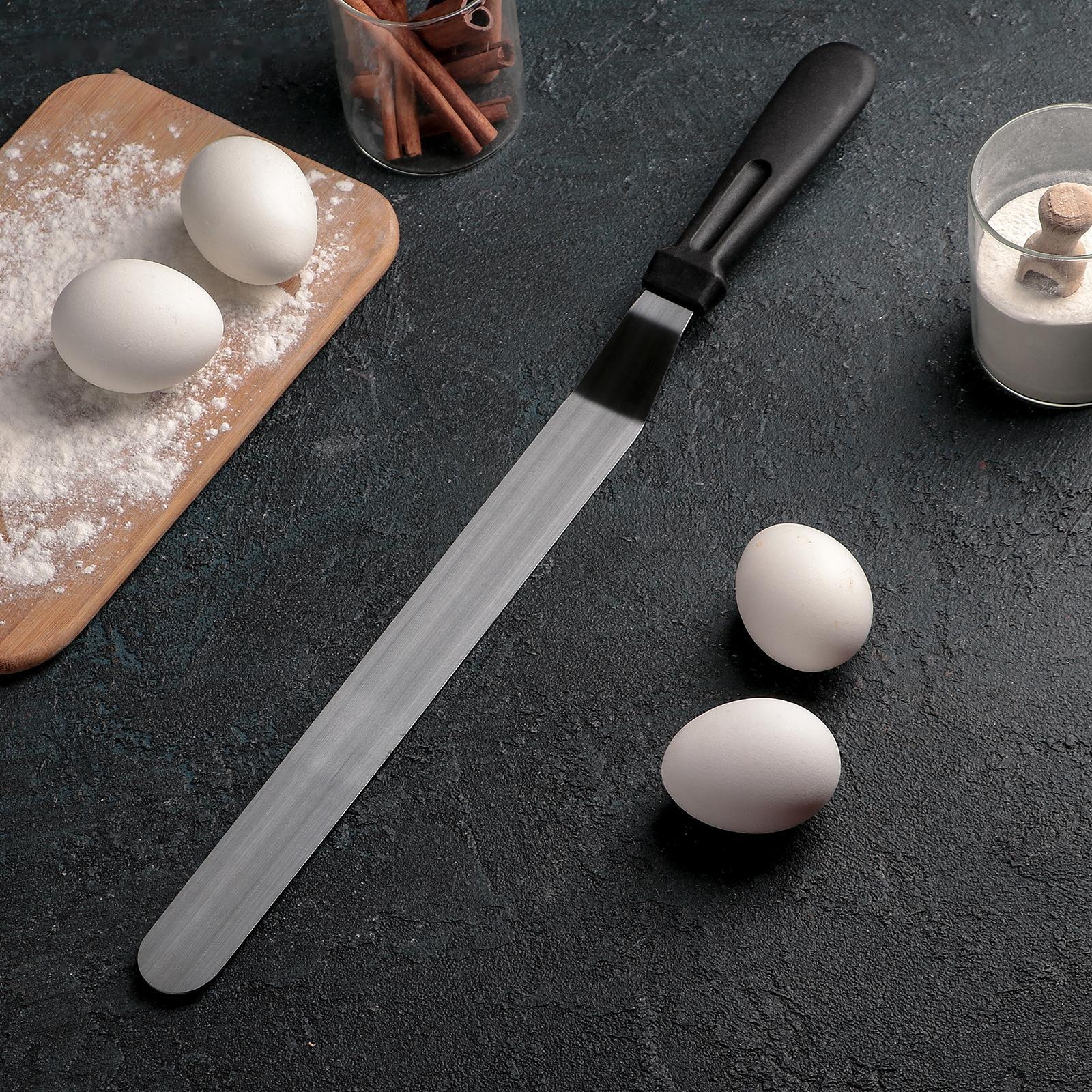 Лопатка-палетка с пластиковой ручкой, изогнутая, 40 см, цвет МИКС