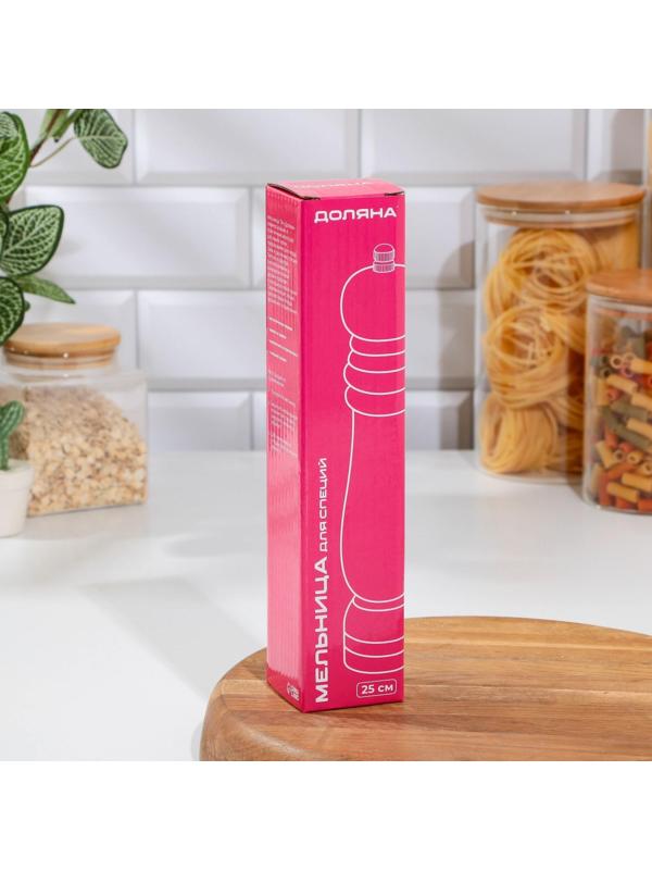 Мельница для специй, 25×5 см, металлический механизм, цвет светлое дерево