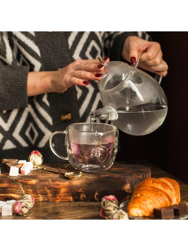 Кружка стеклянная с двойными стенками Magistro «Дуо», 200 мл, 12×8,5×7,5