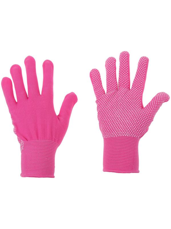 Перчатки, х/б, с нейлоновой нитью, с ПВХ точками, размер 8, розовые, «Точка», Greengo