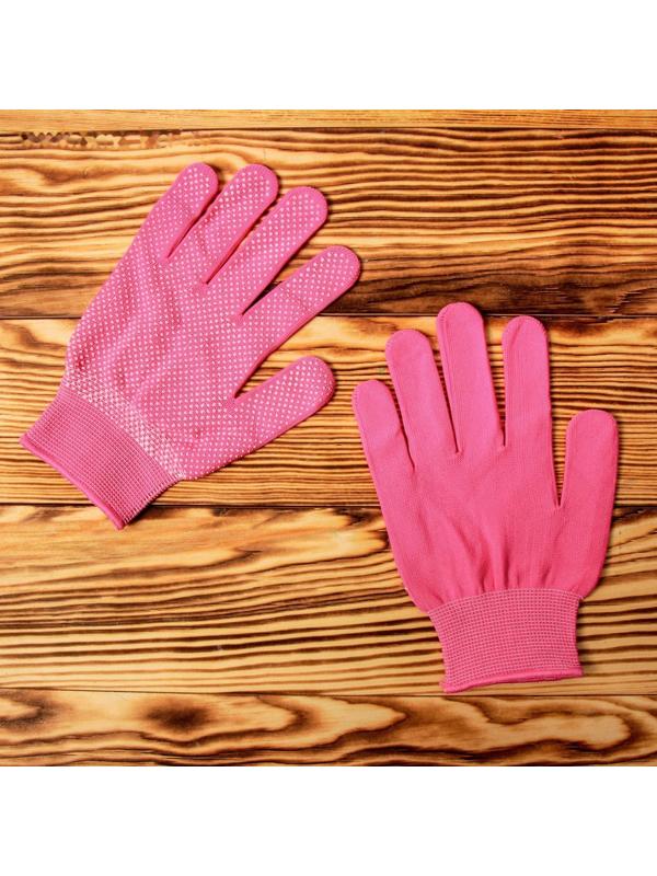 Перчатки, х/б, с нейлоновой нитью, с ПВХ точками, размер 8, розовые, «Точка», Greengo