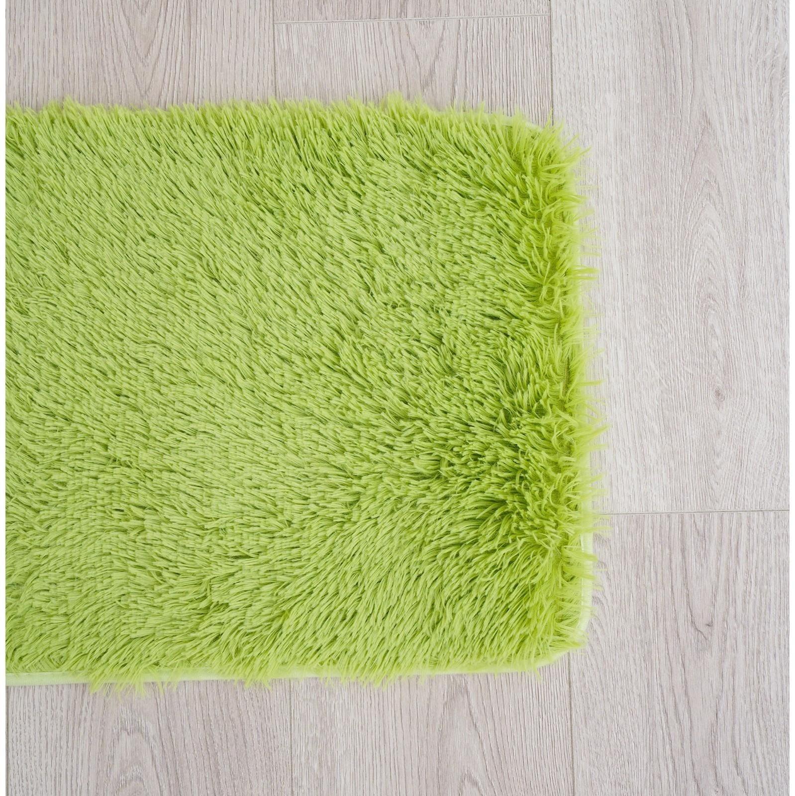 Коврик для ванной прямоугольный Доляна «Пушистик», 40×60 см, цвет зелёный