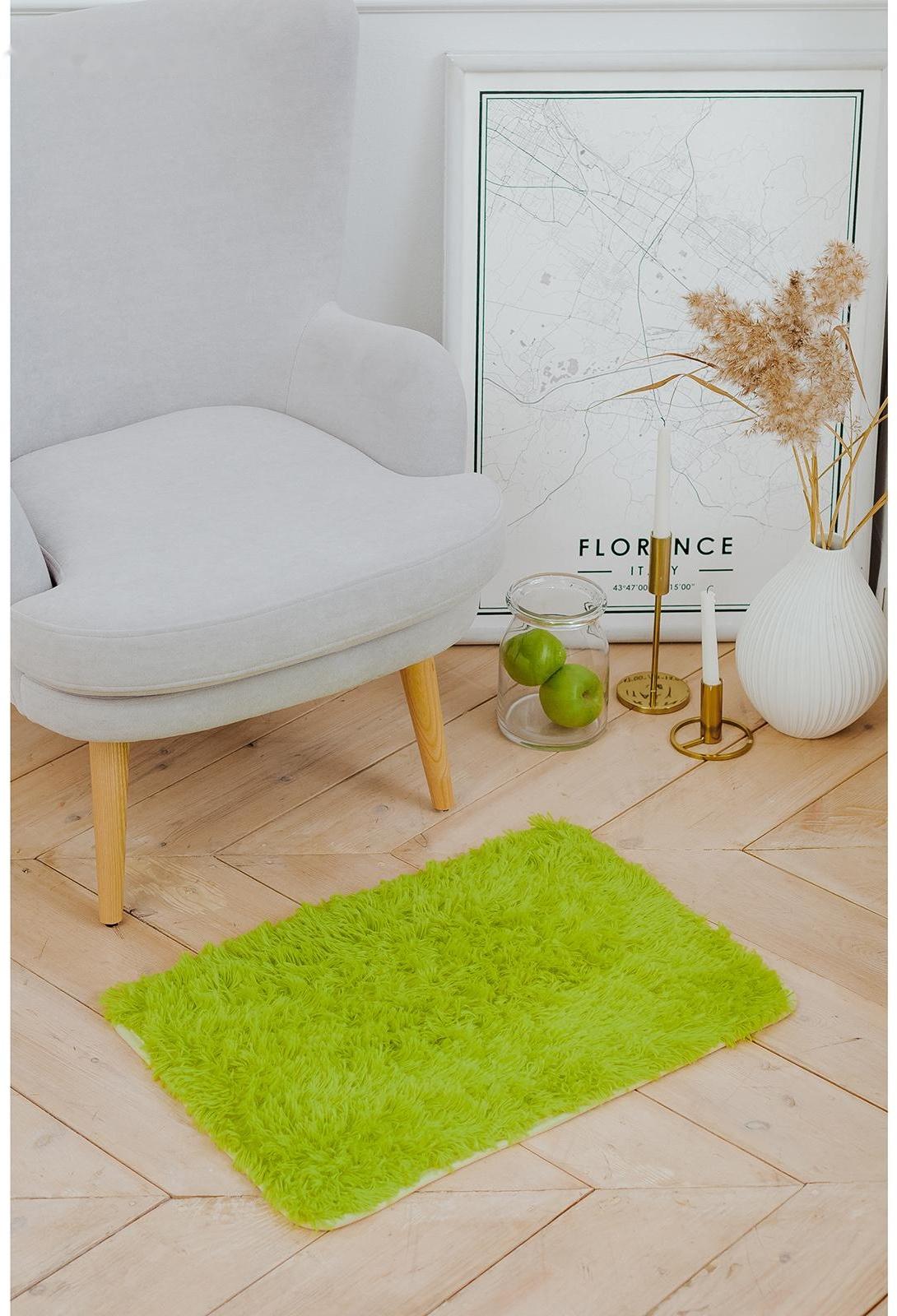 Коврик для ванной прямоугольный Доляна «Пушистик», 40×60 см, цвет зелёный