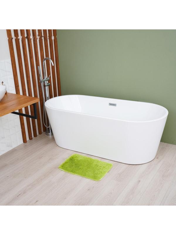 Коврик для ванной прямоугольный Доляна «Пушистик», 40×60 см, цвет зелёный