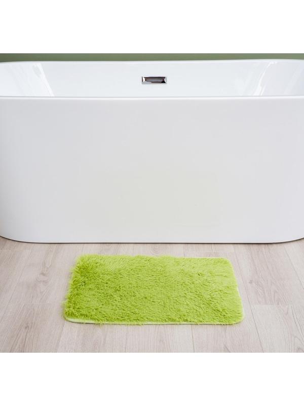 Коврик для ванной прямоугольный Доляна «Пушистик», 40×60 см, цвет зелёный