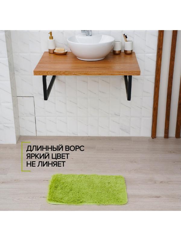 Коврик для ванной прямоугольный Доляна «Пушистик», 40×60 см, цвет зелёный
