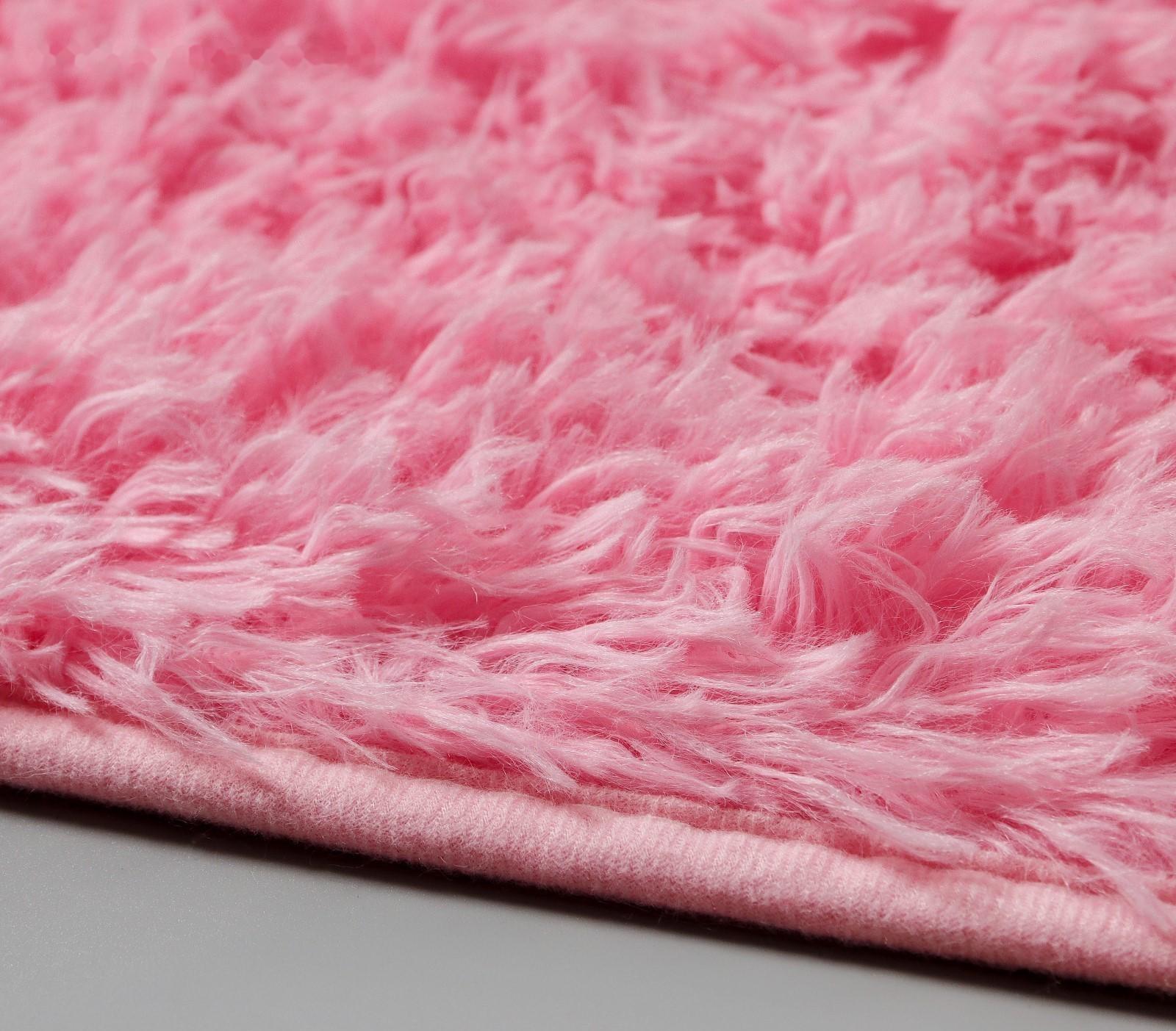 Коврик для ванной прямоугольный Доляна «Пушистик», 50×80 см, цвет розовый