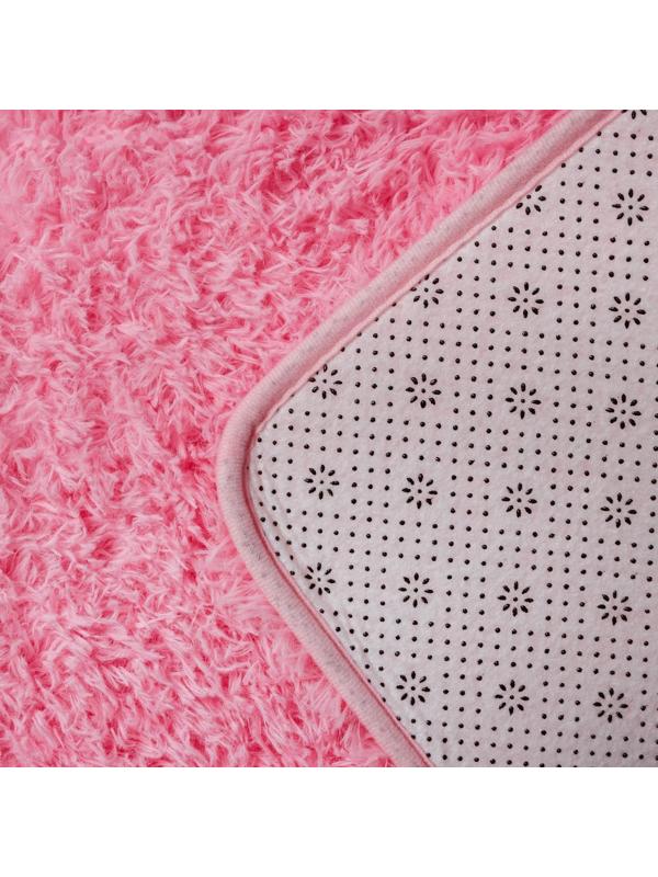 Коврик для ванной прямоугольный Доляна «Пушистик», 50×80 см, цвет розовый