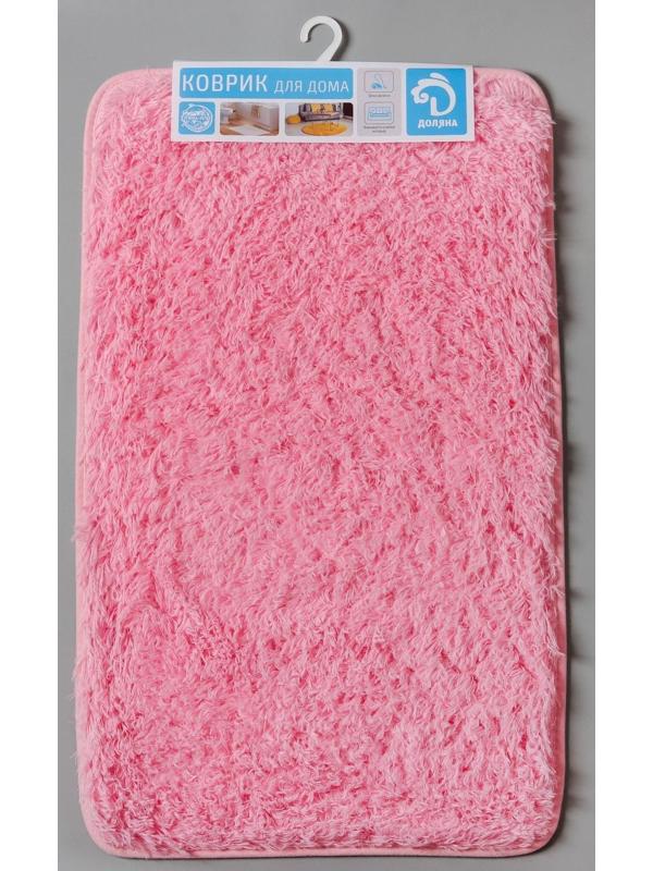 Коврик для ванной прямоугольный Доляна «Пушистик», 50×80 см, цвет розовый