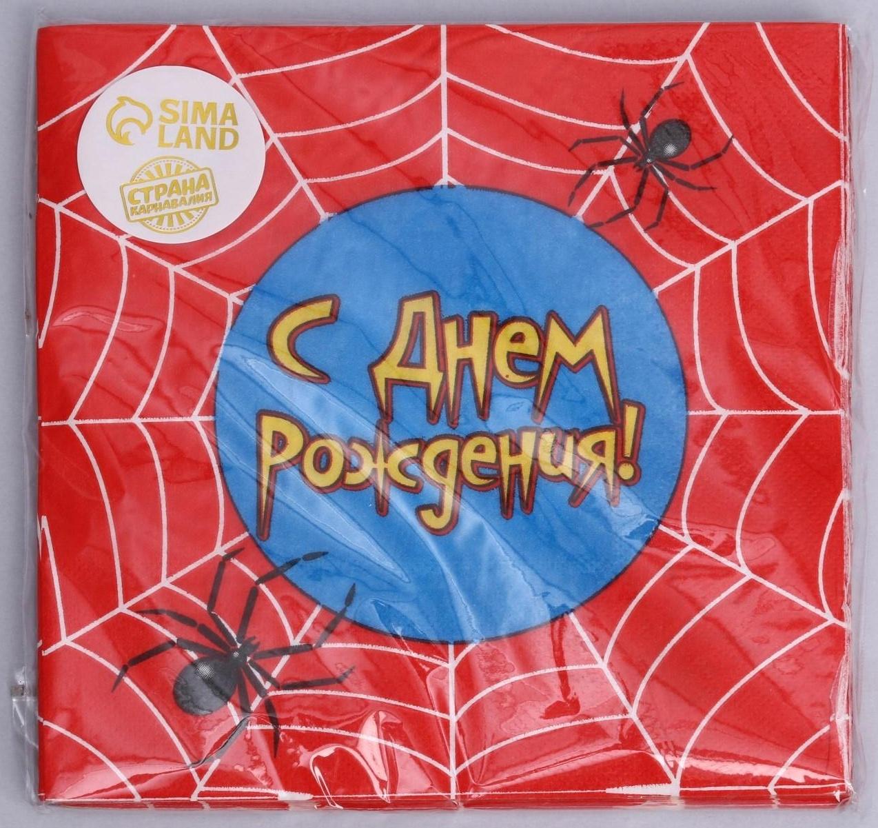 Набор бумажных салфеток «С днём рождения», паутина, 33х33, 20 шт.