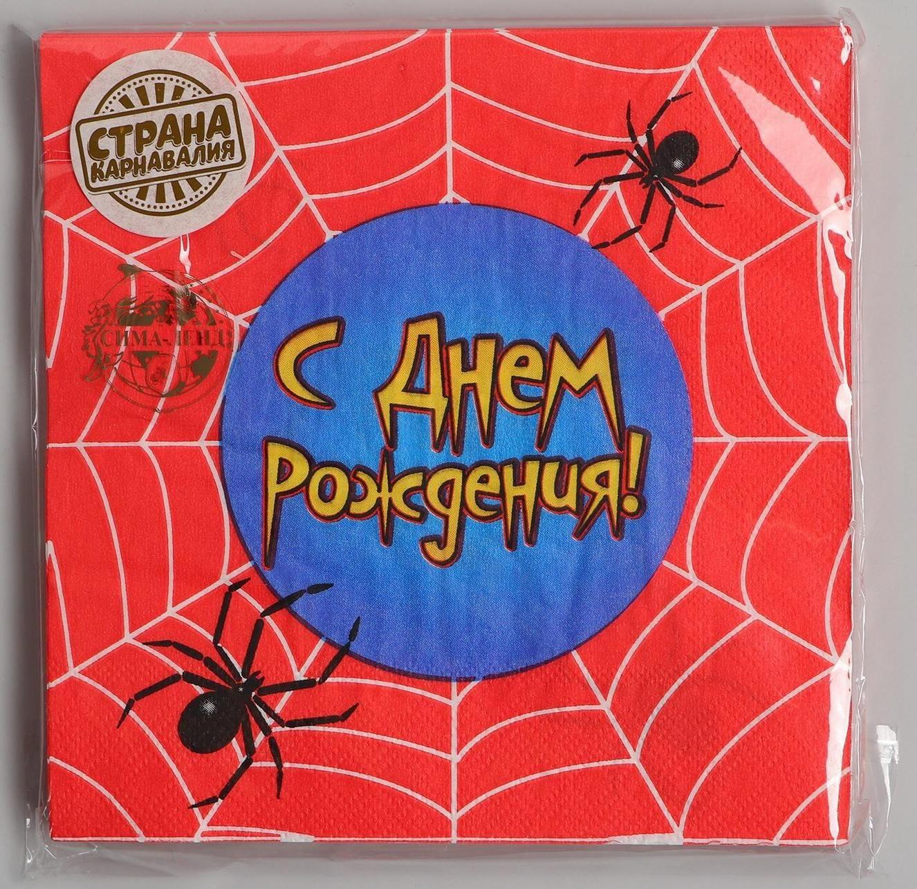 Набор бумажных салфеток «С днём рождения», паутина, 33х33, 20 шт.