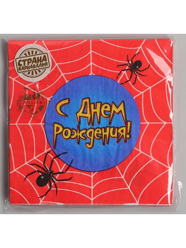 Набор бумажных салфеток «С днём рождения», паутина, 33х33, 20 шт.