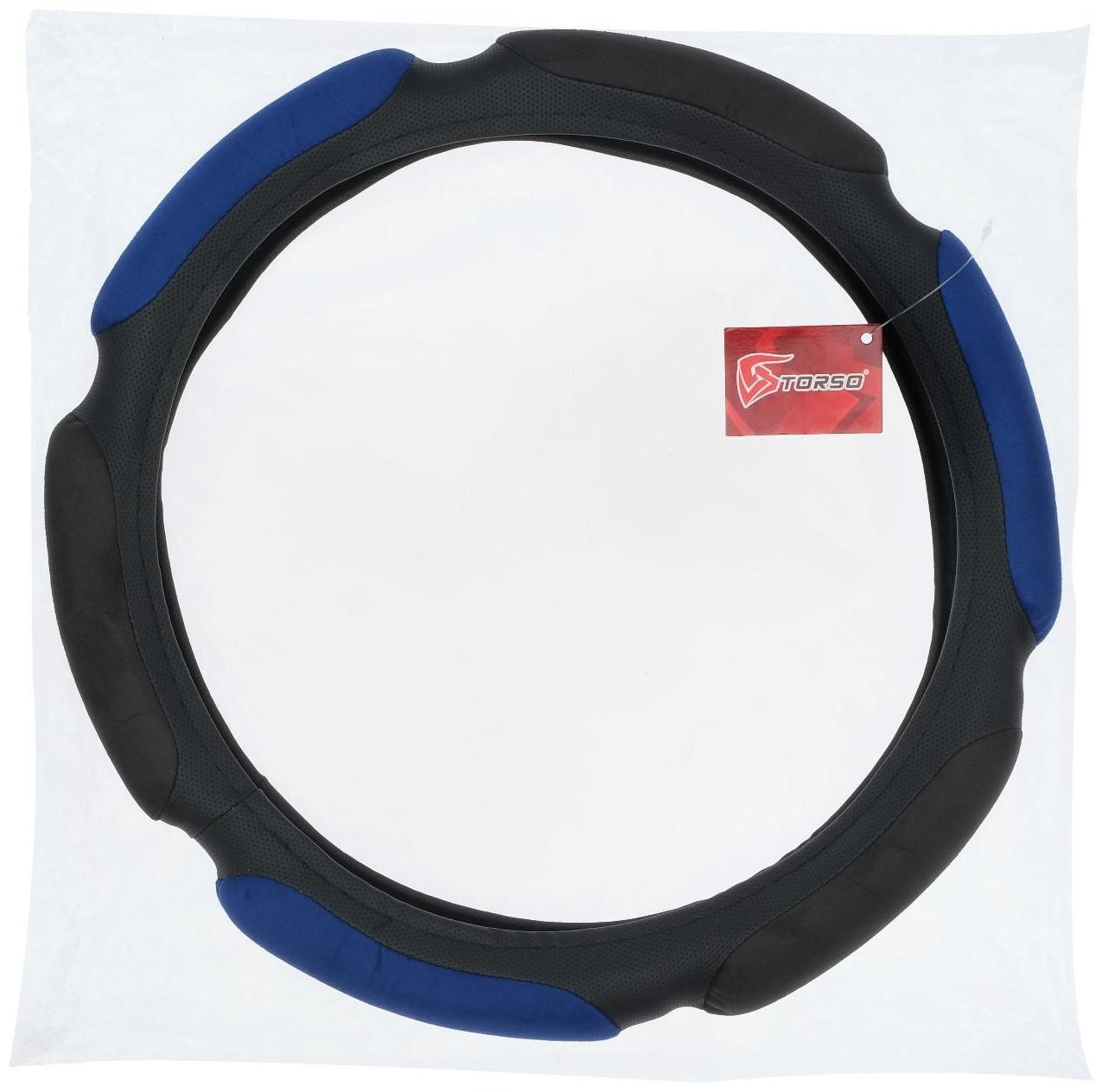 Оплетка TORSO, велюр, размер 38 см, чёрно-синий
