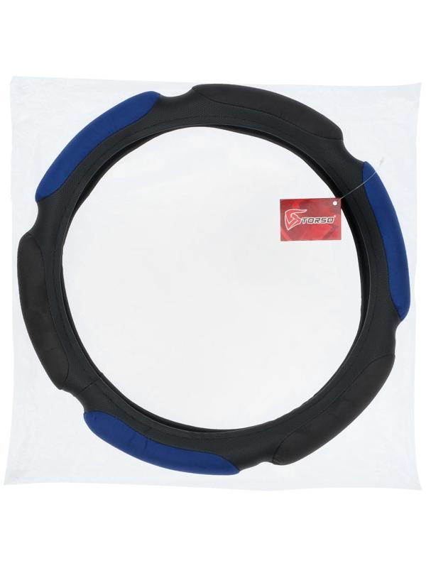 Оплетка TORSO, велюр, размер 38 см, чёрно-синий