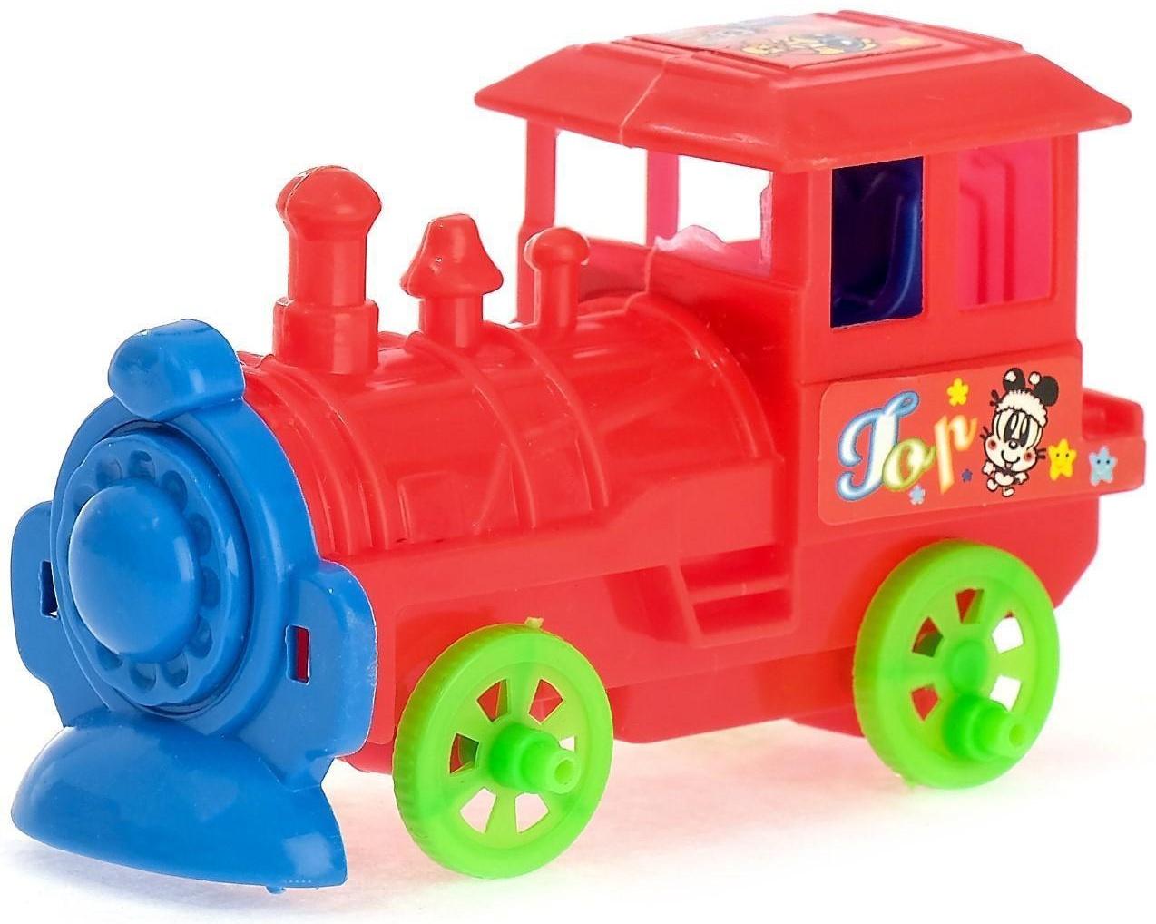 Грузовик инерционный «Автовоз», 2 машинки и 2 паровоза, цвета МИКС