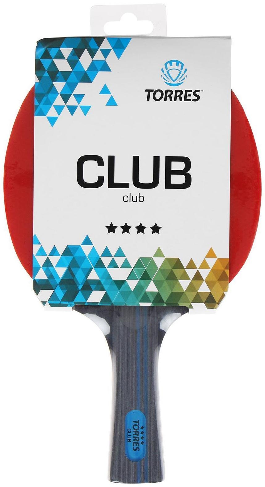 Ракетка для настольного тенниса Torres Club 4, для тренировок, накладка 2,0 мм, коническая ручка