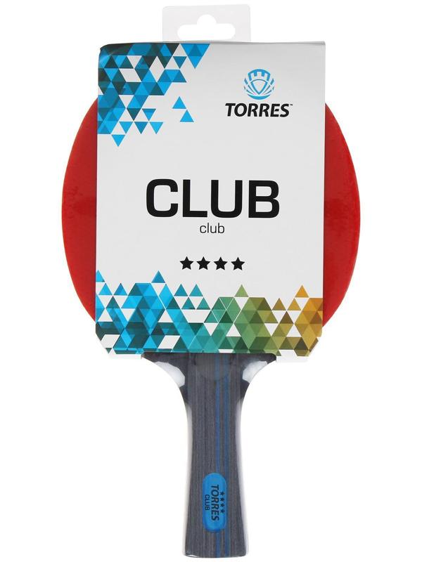Ракетка для настольного тенниса Torres Club 4, для тренировок, накладка 2,0 мм, коническая ручка
