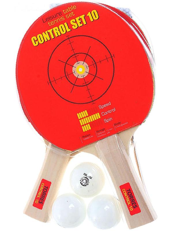Набор для настольного тенниса Torres Control 10, 2 ракетки, 3 мяча, сетка, накладка 1,5 мм