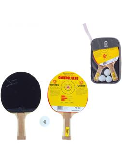 Набор для настольного тенниса TORRES Control 9 (2 ракетки, 3 мяча), накладка 1,8 мм, коническая ручка