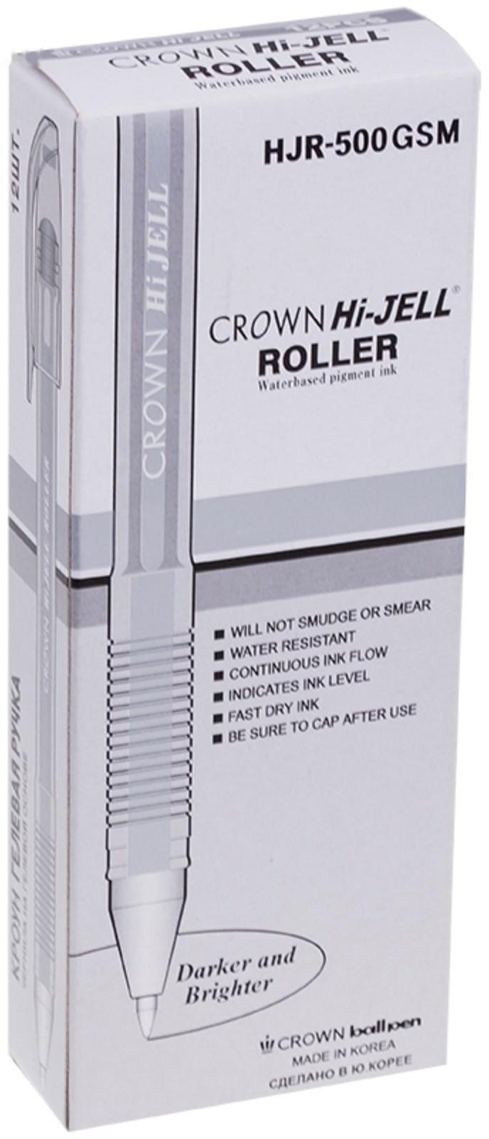 Ручка гелевая Crown Hi-Jell Metallic, узел 0.7 мм, чернила серебро