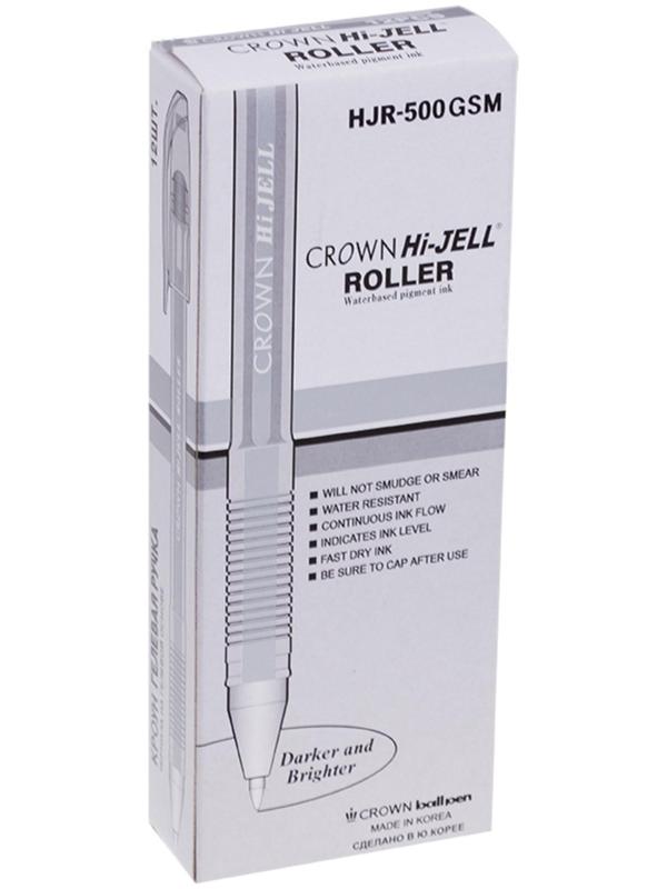 Ручка гелевая Crown Hi-Jell Metallic, узел 0.7 мм, чернила серебро